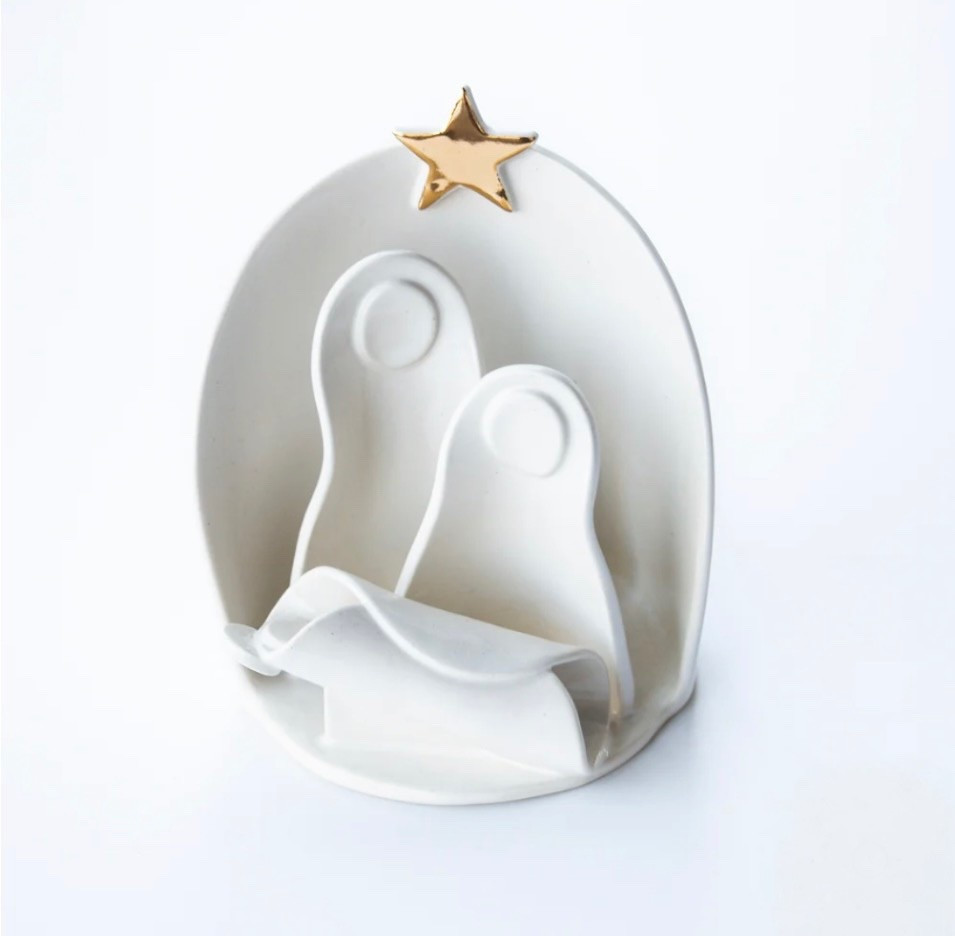 Even though the night of Christ’s birth was certainly neither silent, nor pristinely clean, nor perfectly peaceful - it remains a symbol of hope and renewal to me and my family. I imagine the moments after His birth were intimate, yet unimaginably scary for the young couple. The God of the Universe, in the form of a human baby, was now in the physical care of two brand new parents. As a parent and wife, I especially love how Joseph tenderly embraces Mary as they behold their newborn son together. 

Every choice in the design of the nativity scene was intentional. The figures' features are not fully realized as a reminder that the good news of the coming of the King was for all men, women, and children from all walks and nations. A gold star crowns the scene, reflecting and pointing to the beauty and majesty of the coming of the King. The scene is covered in a glossy white glaze, the liturgical Christian color of Christmas, symbolizing innocence, virginity, and purity.

#christmas #christmasdecor #christmasart #nativity #christian #faith #christianart #homedecor #grandmillennial #grandmillennialdecor #grandmillenialstyle #homedecorideas #interior #interiordesign #cozyspaces #home #homedesign #homestyle #design #style #grandmillennialhome #preppy #preppystyle #classic #classicstyle #timeless #timelessstyle #scallop #scallopdecor #blue #blueandwhite #blueandwhitedecor #chinoiserie #nursery #nurserydecor #nurserydesign #nurseryinspo #nurserystyle #gift #giftideas #giftforher #giftsshelllove #gifts #guftsforher #giftguide #shopsmall #smallbusiness #shopsmall #handmade #handcrafted #handpainted #art #artwork #ceramic #sale #salealert #deal #dealoftheday @susangordonpottery   @susangordonpottery

#LTKSeasonal #LTKSaleAlert #LTKHome