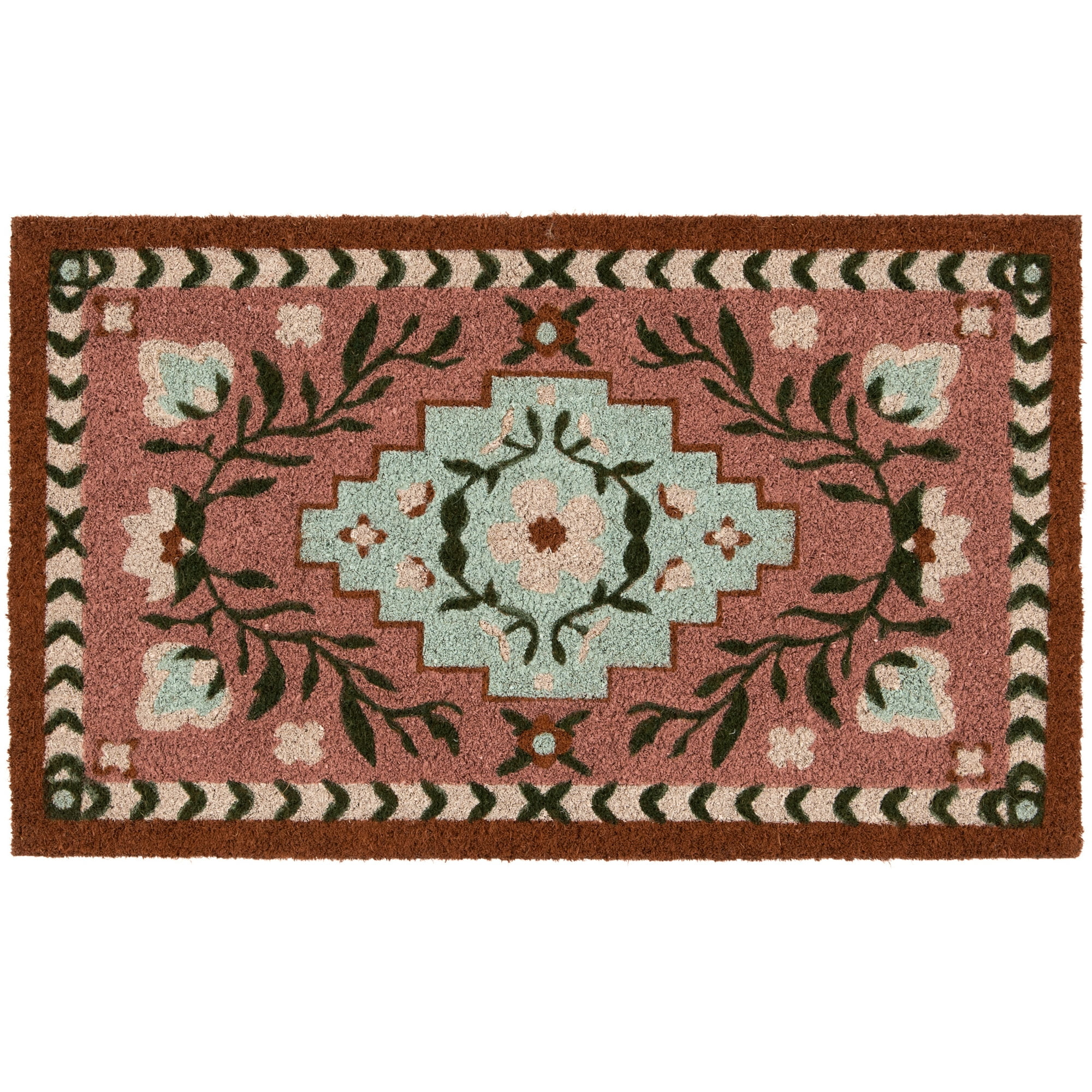 Home Decor Collection 18"x30" Pink Boho Coir Outdoor Doormat | Walmart (US)