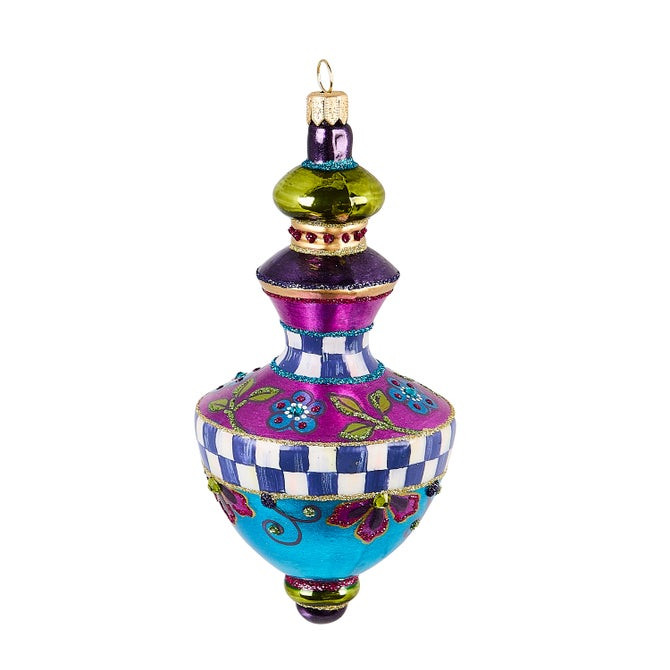 Floral Hourglass Drop Glass Ornament | MacKenzie-Childs