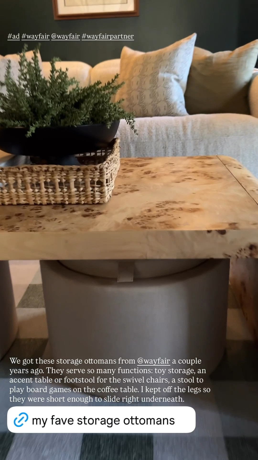 One of my sneaky / pretty ways I store toys in plain site all around our house using storage ottomans that double as side tables & extra seating from @wayfair #ad #wayfair #wayfairpartner

#LTKKids #LTKSaleAlert #LTKHome