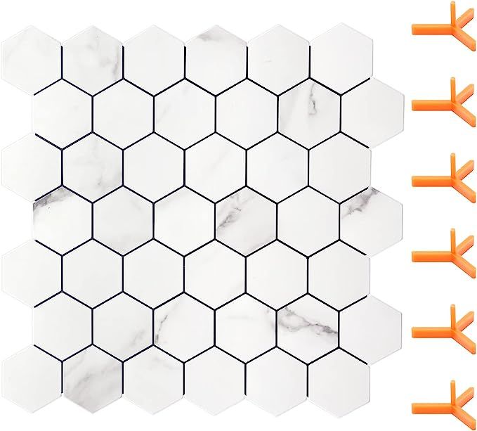 STICKGOO Peel and Stick Backsplash for Kitchen, Self-Adhesive Tile Hexagon Mosaic Tiles (10 Sheet... | Amazon (US)