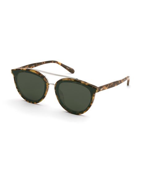 KREWE Clio Oval Acetate Sunglasses w/ Nylon Overlay Lenses | Neiman Marcus