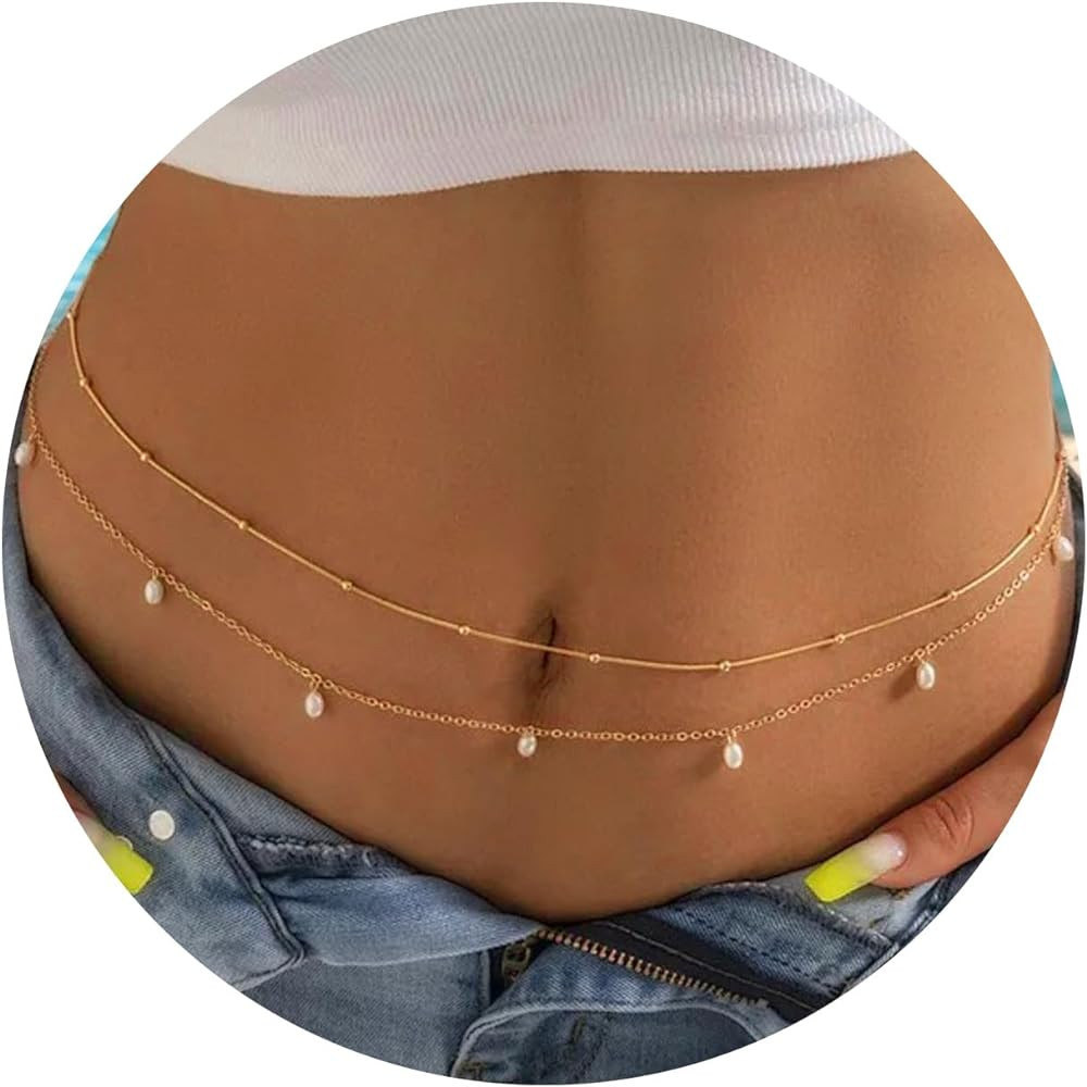 Turandoss 1-3PCS 18K Gold Plated Waist Chains for Women - Gold Layered Belly Body Chain for The W... | Amazon (US)