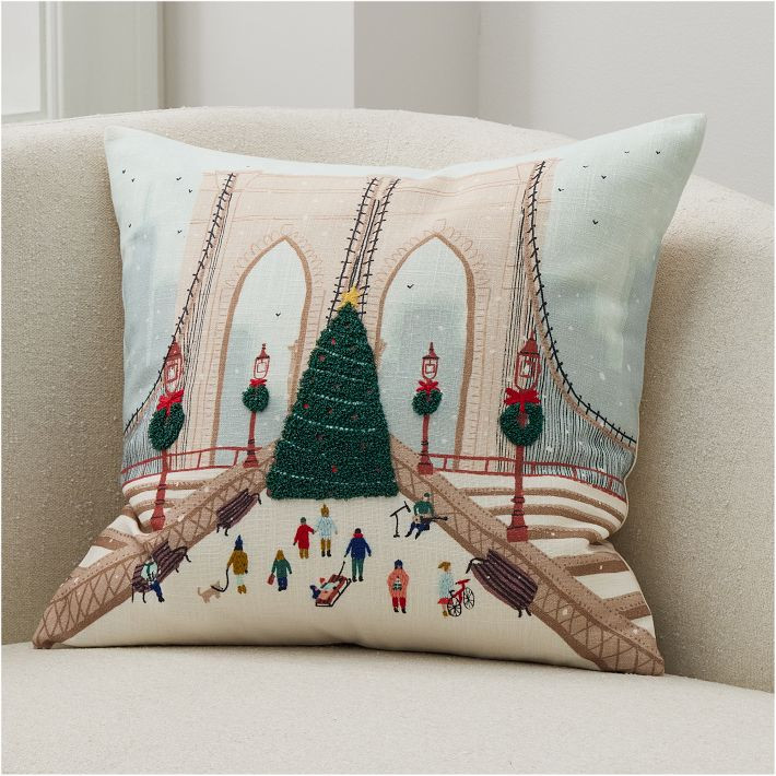 Nicole Cicak Brooklyn Bridge Christmas Pillow Cover | West Elm (US)