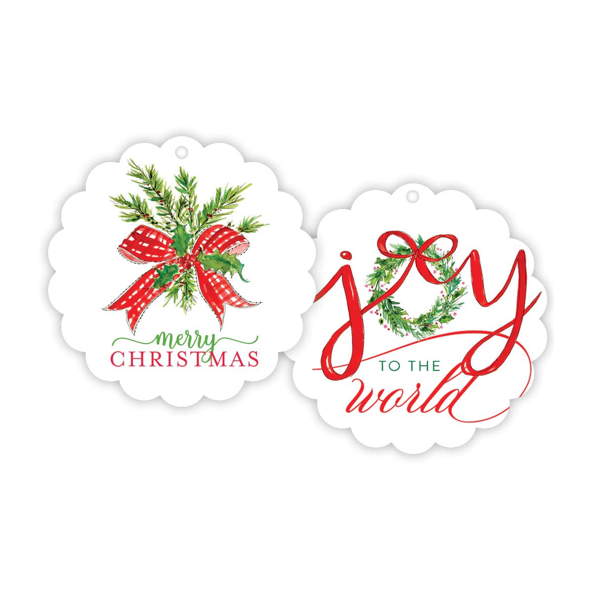 Merry Christmas Joy To The World Scalloped Gift Tags | Rosanne Beck Collections