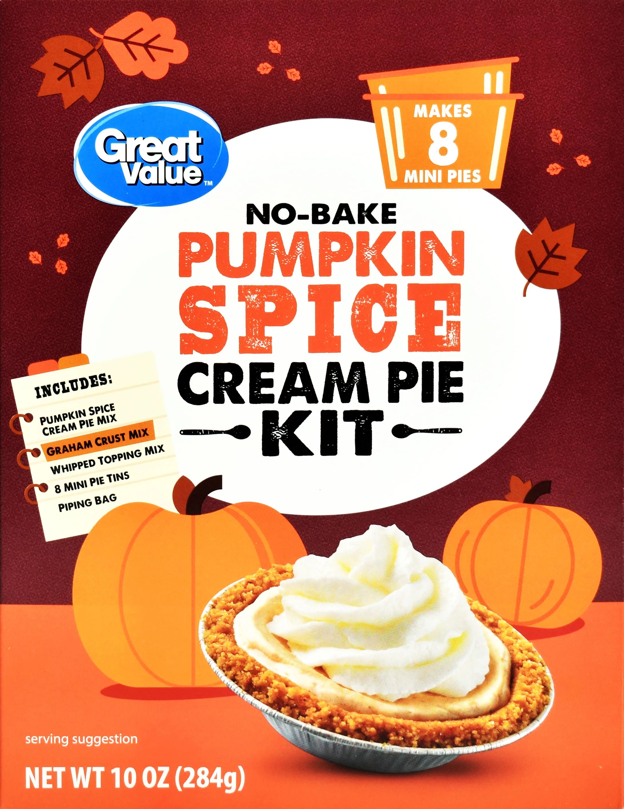 Great Value Pumpkin Spice Cream Pie Kit No-Bake Mixes, 10 oz Box - Walmart.com | Walmart (US)