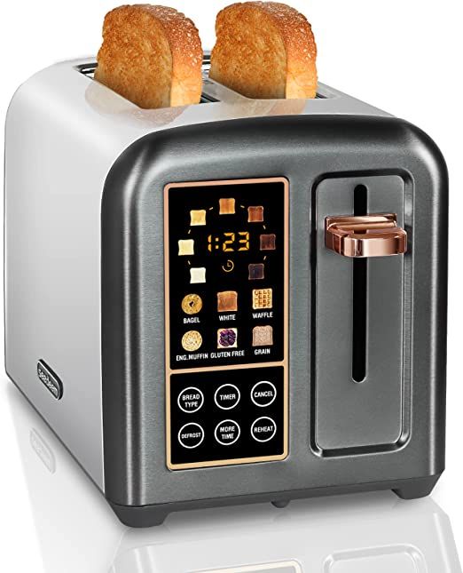 SEEDEEM Toaster 2 Slice, Stainless Steel Bread Toaster with LCD Display and Touch Buttons, 50% Fa... | Amazon (US)