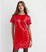 Sequin Short Sleeve Mini Dress | LOFT