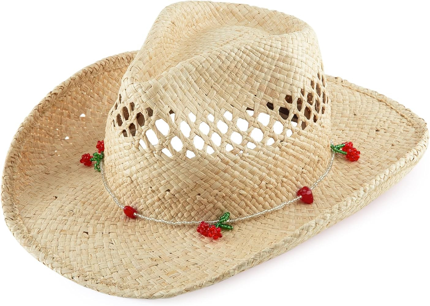 Straw Cowboy Hat Western Hats for Women Cowgirl Sun Beach Hat Summer Outback Shapeable Wide Brim | Amazon (US)