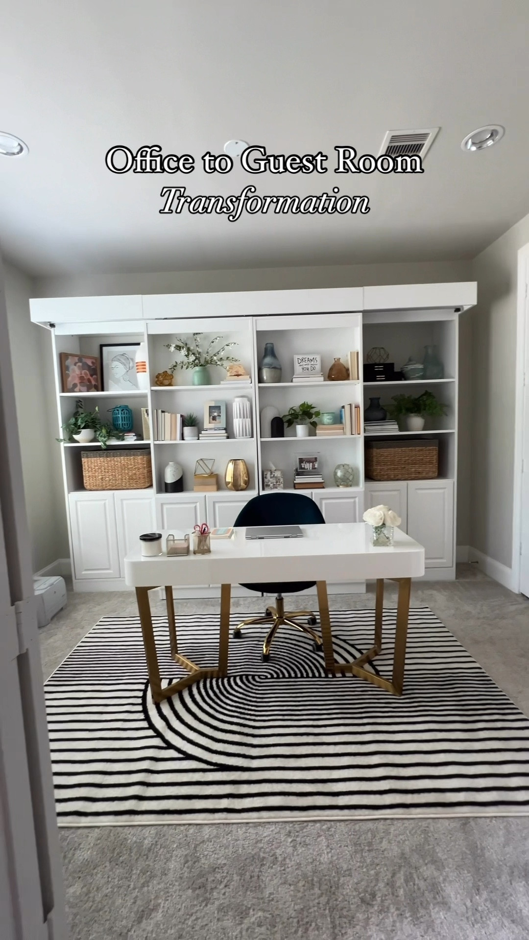 Home office to guest room transformation with a Murphy bed! I linked the exact desk, similar Murphy beds, and my outfit and decor!

The Murphy bed is from @murphybeddepot, and all the shelf decor is either from Target, Amazon, or Home Goods.

Lounge set // loungewear // white desk // Murphy bed // shelf decor 

#LTKFindsUnder50 #LTKOver40 #LTKHome