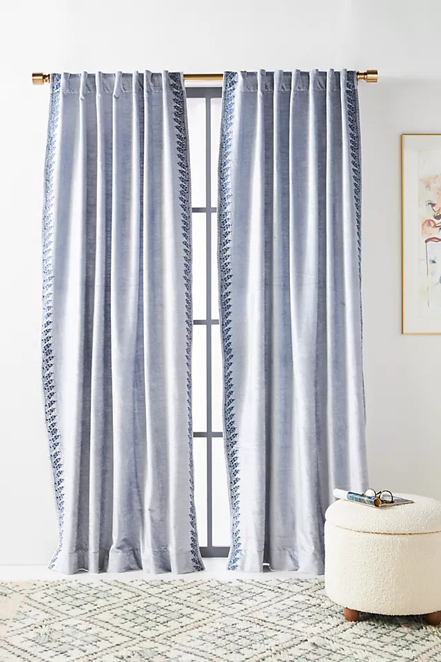 Embroidered Tobias Velvet Curtain | Anthropologie (US)