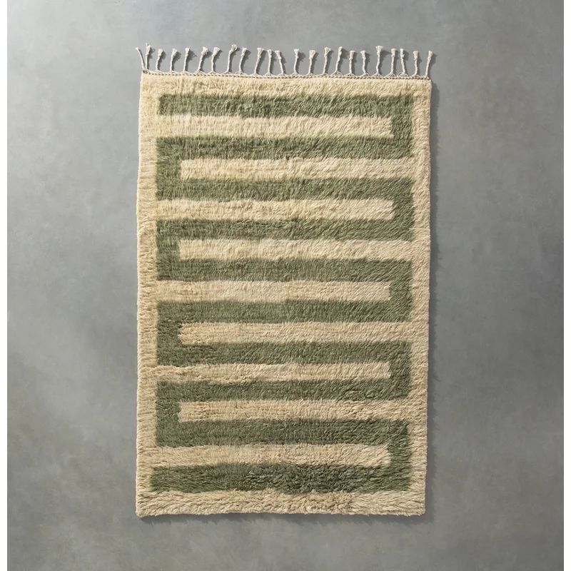 Essi Handmade Wool Green/Tan Rug | Wayfair North America