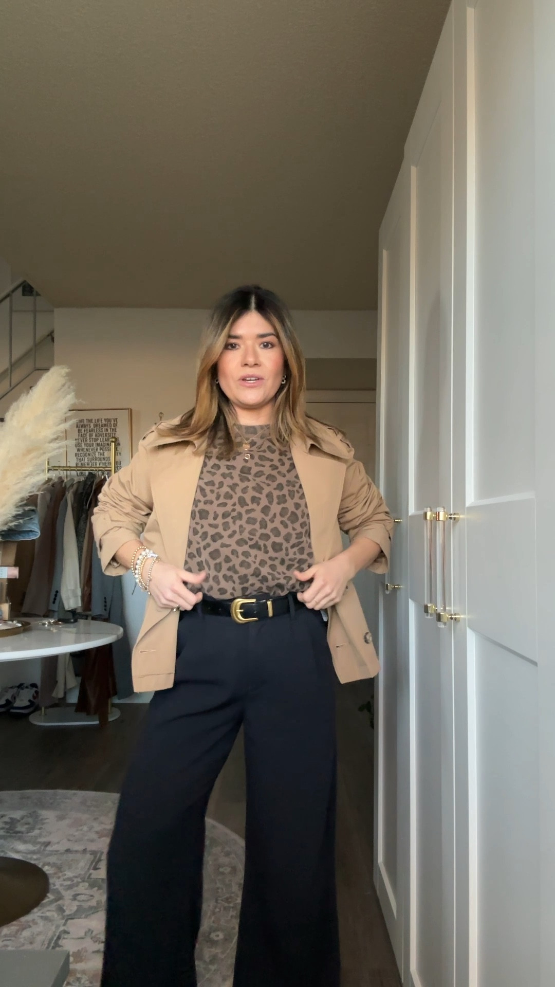 Say hi to the prettiest leopard print tee! Take 20% off this entire look + an additional 15% off with the code on the left! 
Tee size xs
Cropped trench coat size xs
Pants size 24 short

#LTKSaleAlert #LTKFindsUnder100 #LTKWatchNow