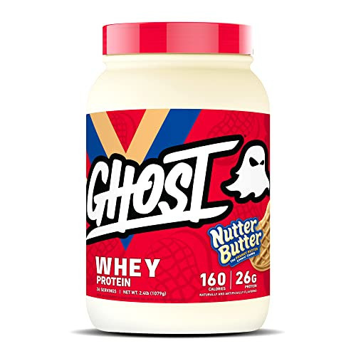 GHOST Whey Protein Powder, Nutter Butter - 2LB Tub, 26G of Protein - Peanut Butter Cookie Flavored Isolate, Concentrate & Hydrolyzed Whey Protein Blend | Amazon (US)