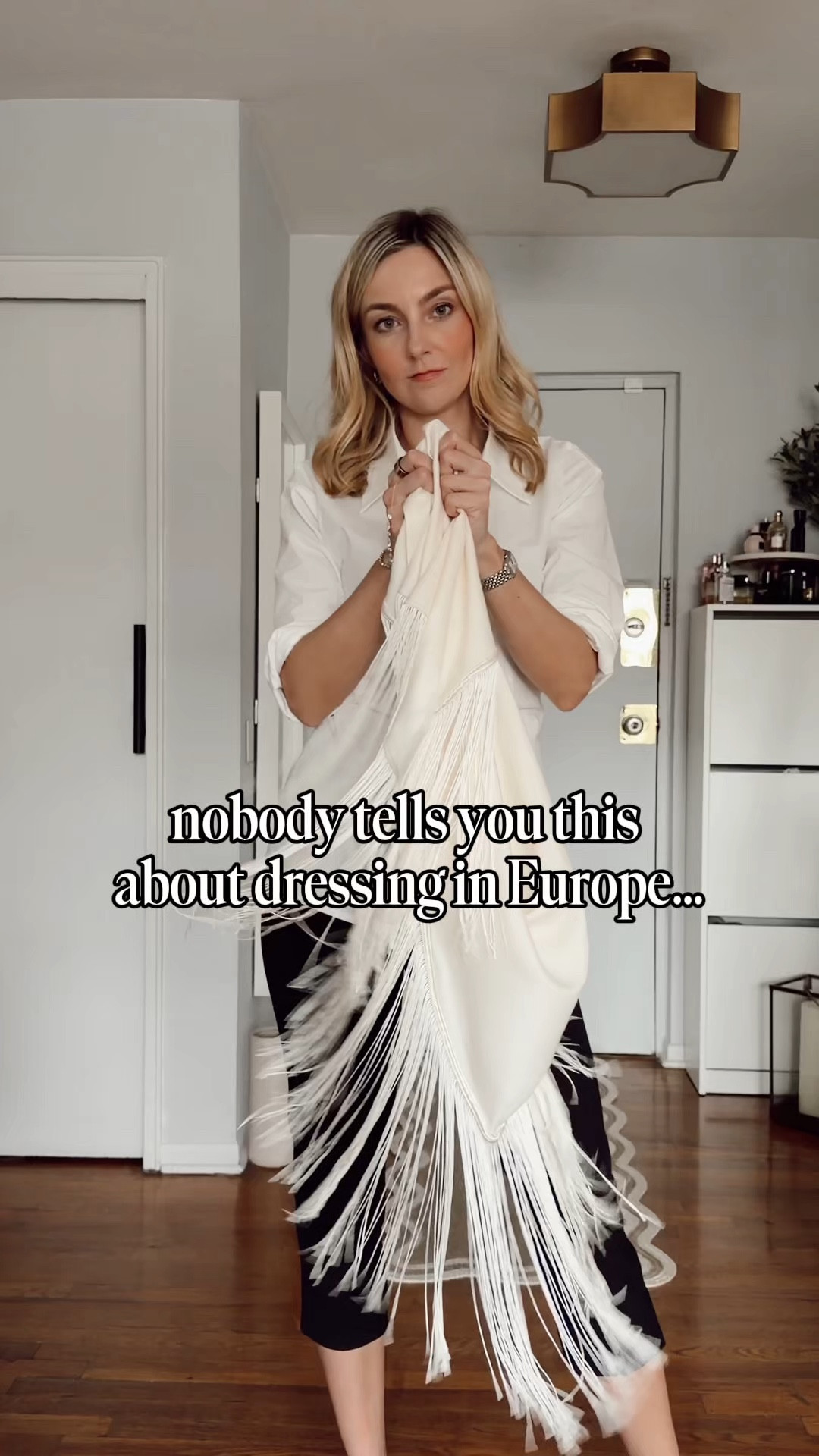 As someone who grew up in Europe, where sweatpants outside literally didn’t exist — yes, the standards are HIGH ✨
So, this fringe scarf is the only thing your spring outfit is missing. European street style just hits different, and I’m adding tassels in this form as the IT moment.

Spring outfit • fringe scarf styling • fringe triangle scarf • fashion trends 2026 • OOTD • styling hacks 

#LTKdayinmylife #LTKFestival #LTKgrwm