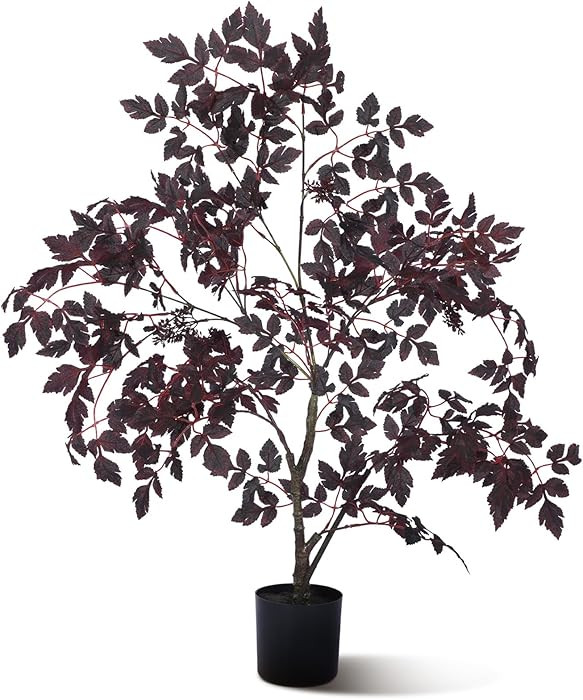 3ft Fall Artificial Cimicifuga Plant Autumn Faux Plum Leaf Plants in Pot Faux Plum Cimicifuga Ste... | Amazon (US)
