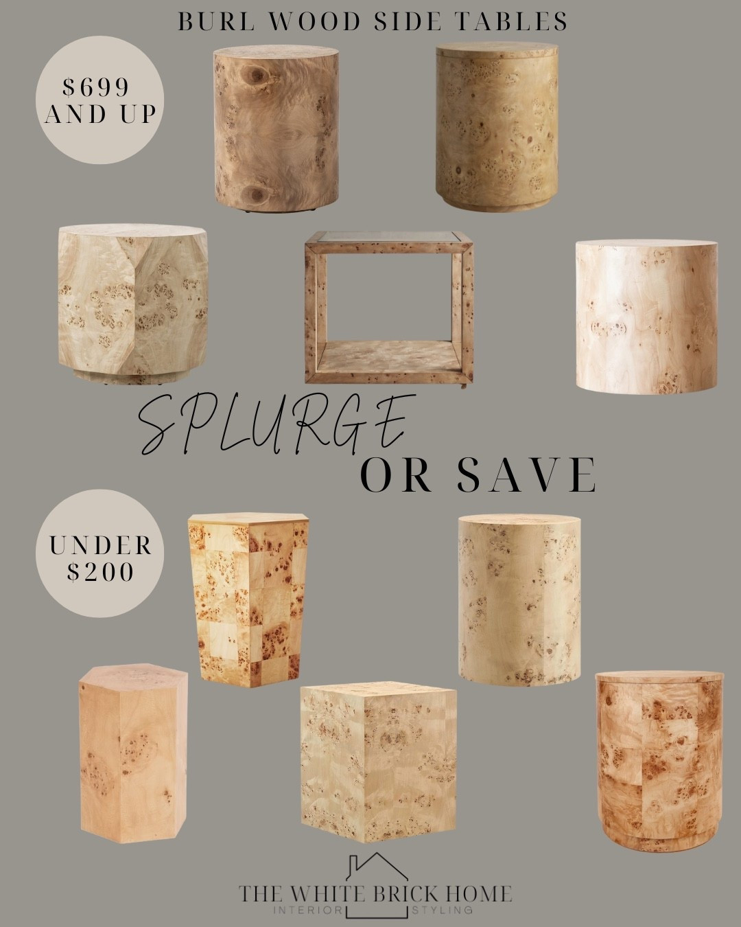 A round up of Burl wood accent tables at all price points, starting as long as $130! This is a beautiful trend that isn’t going away, and it will add a pop of interest to a living room. 

🖤🖤

Living room, living room decor, living room furniture, living room design, accent tables, Burl wood tables, side tables, living room furniture, living room table, Burl wood table affordable, affordable living room design, home decor, furniture, Wayfair, Amazon, Target, Arhaus, pottery barn 



#LTKSaleAlert #LTKHome #LTKSeasonal