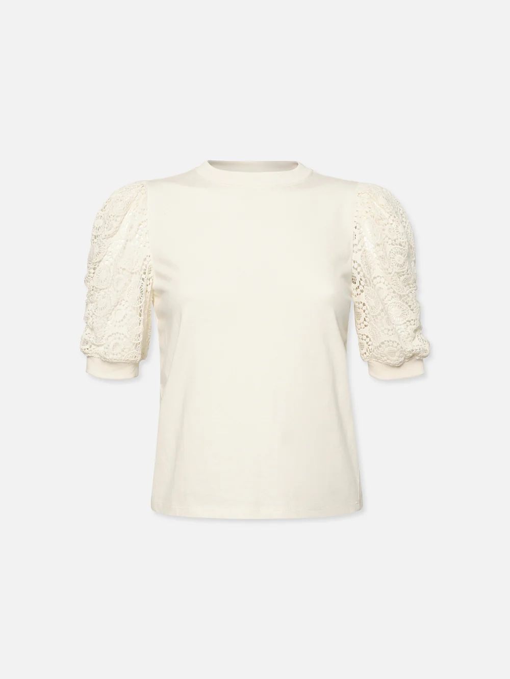 Lace Sleeve Frankie Tee  in  Cream | Frame Denim