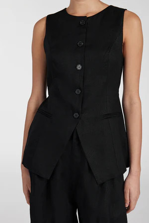 ALESSIA BLACK LINEN  VEST | DISSH