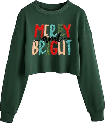 Women Christmas Tree Crop Sweatshirt Funny Xmas Graphic Lantern Long Sleeve Pullover Winter Holid... | Amazon (US)