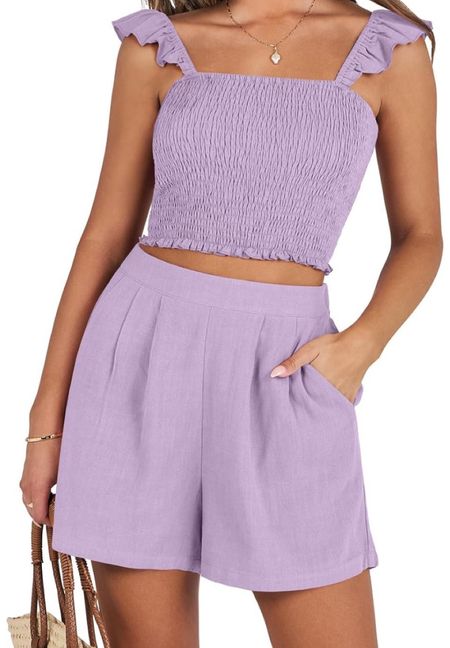 The two piece linen shorts set you need in your closet this spring omg 😍💜 I love this 2 piece set from Amazon that would be so cute for Easter weekend!! 

#LTKSeasonal