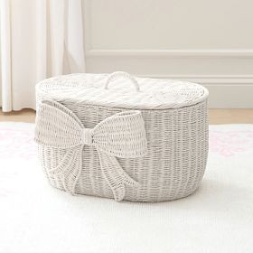 LoveShackFancy Woven Bow Lidded Trunk (23"x 15") | Pottery Barn Teen