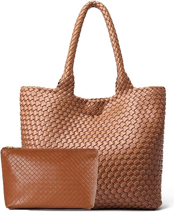 MELOLILA Woven Leather Handbags Large Woven Tote Bag for Women Fashion Woven Purse Vegan Leather ... | Amazon (US)
