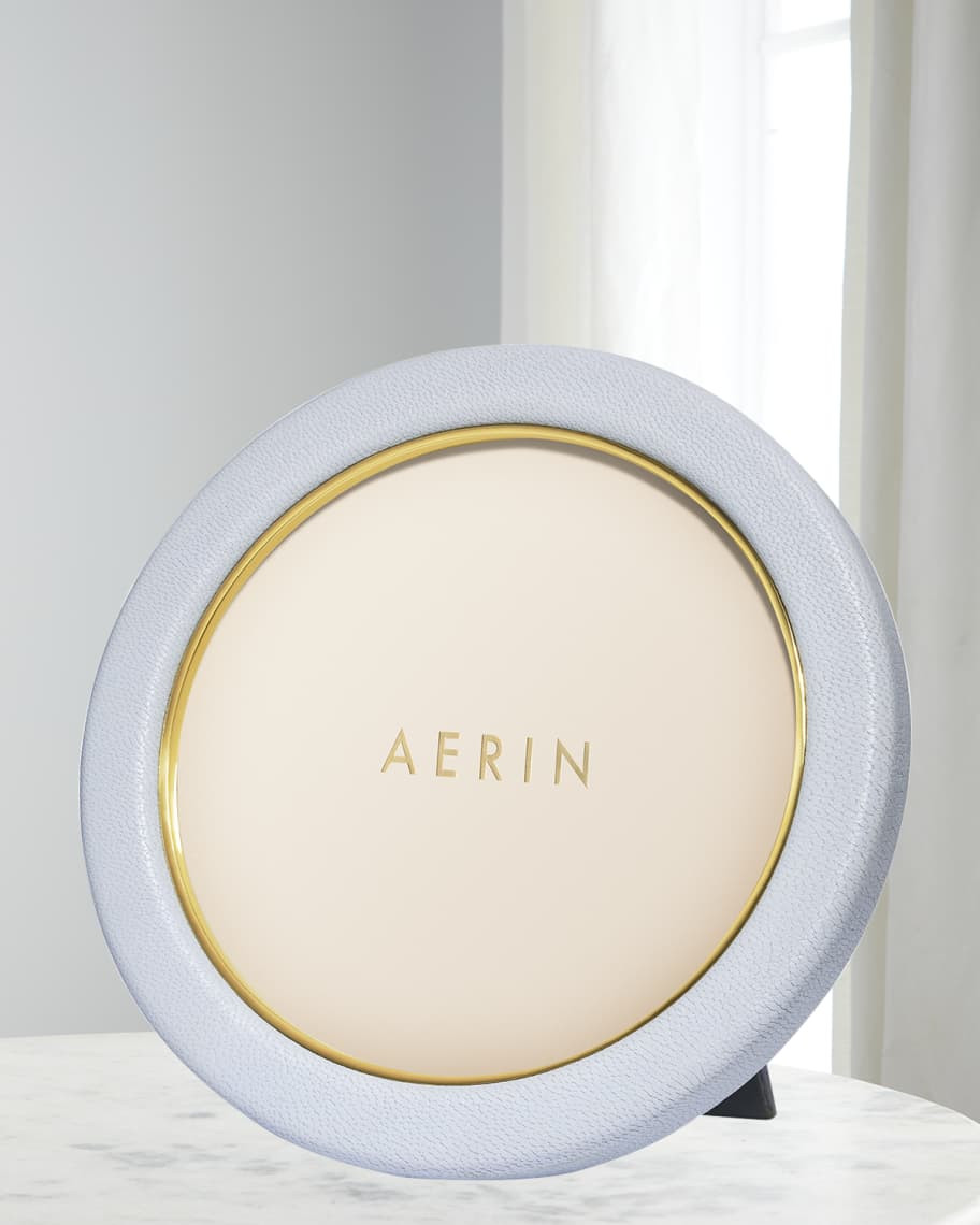 AERIN Piero Leather Round Photo Frame | Neiman Marcus