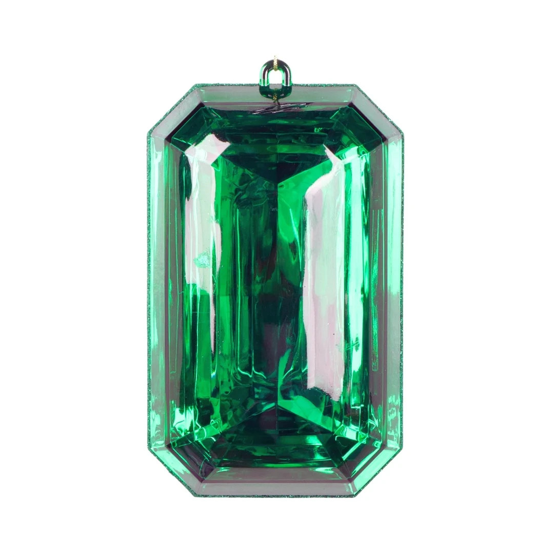 Gem Ornament Emerald Green Acrylic Emerald Cut Precious 8", Emerald Green Ornament, Shatterproof ... | Etsy (US)