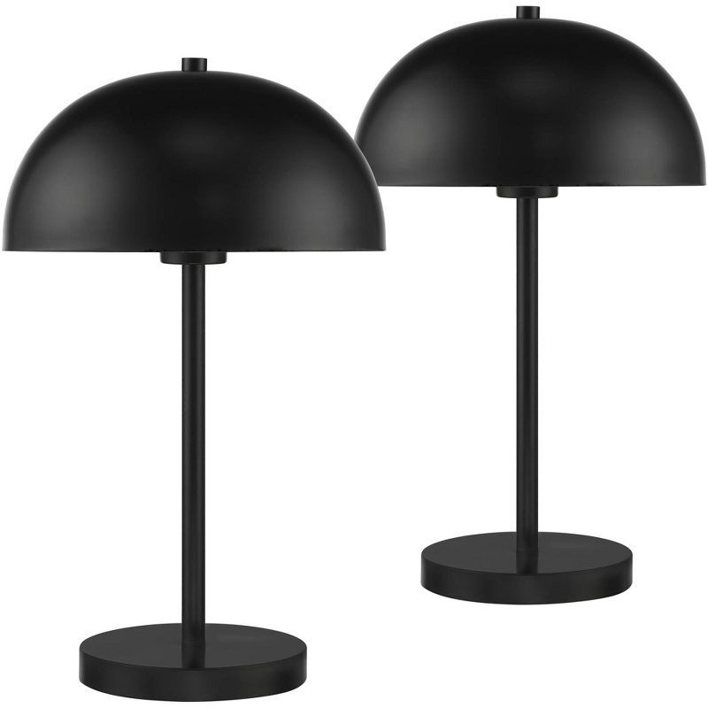 360 Lighting Modern Mid-Century Luxury Accent Table Lamps 19 1/2" High Set of 2 Black Metal Dome-... | Target