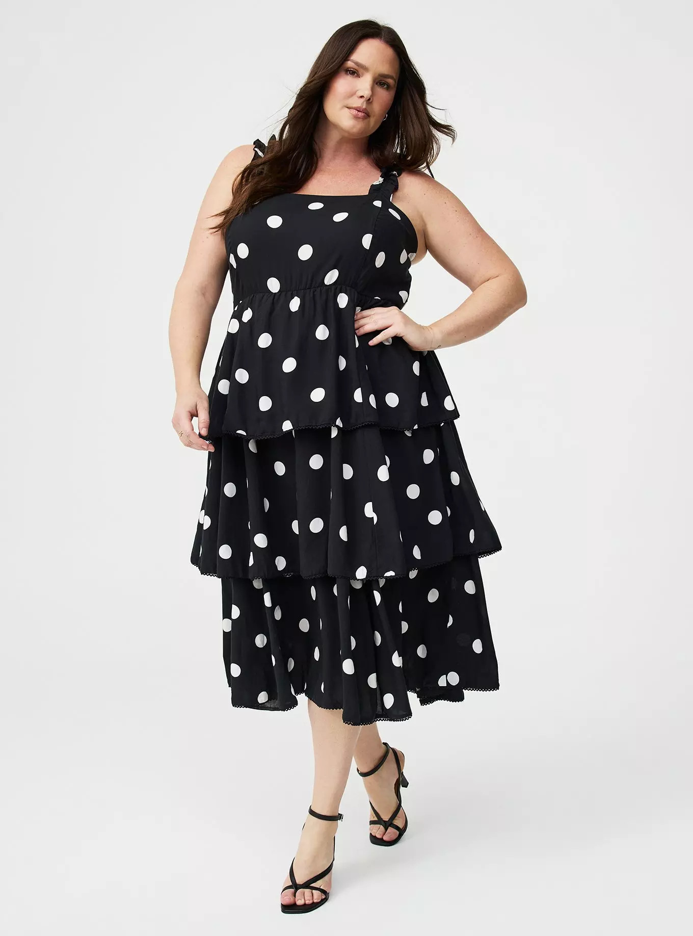 Ruffle Strap Tiered Midi Dress | Torrid (US & Canada)