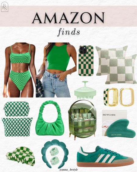 Amazon finds, green samba sneakers, green chcekered bikini set, green chcekered throw pillows 

#LTKfindsunder100 #LTKfindsunder50