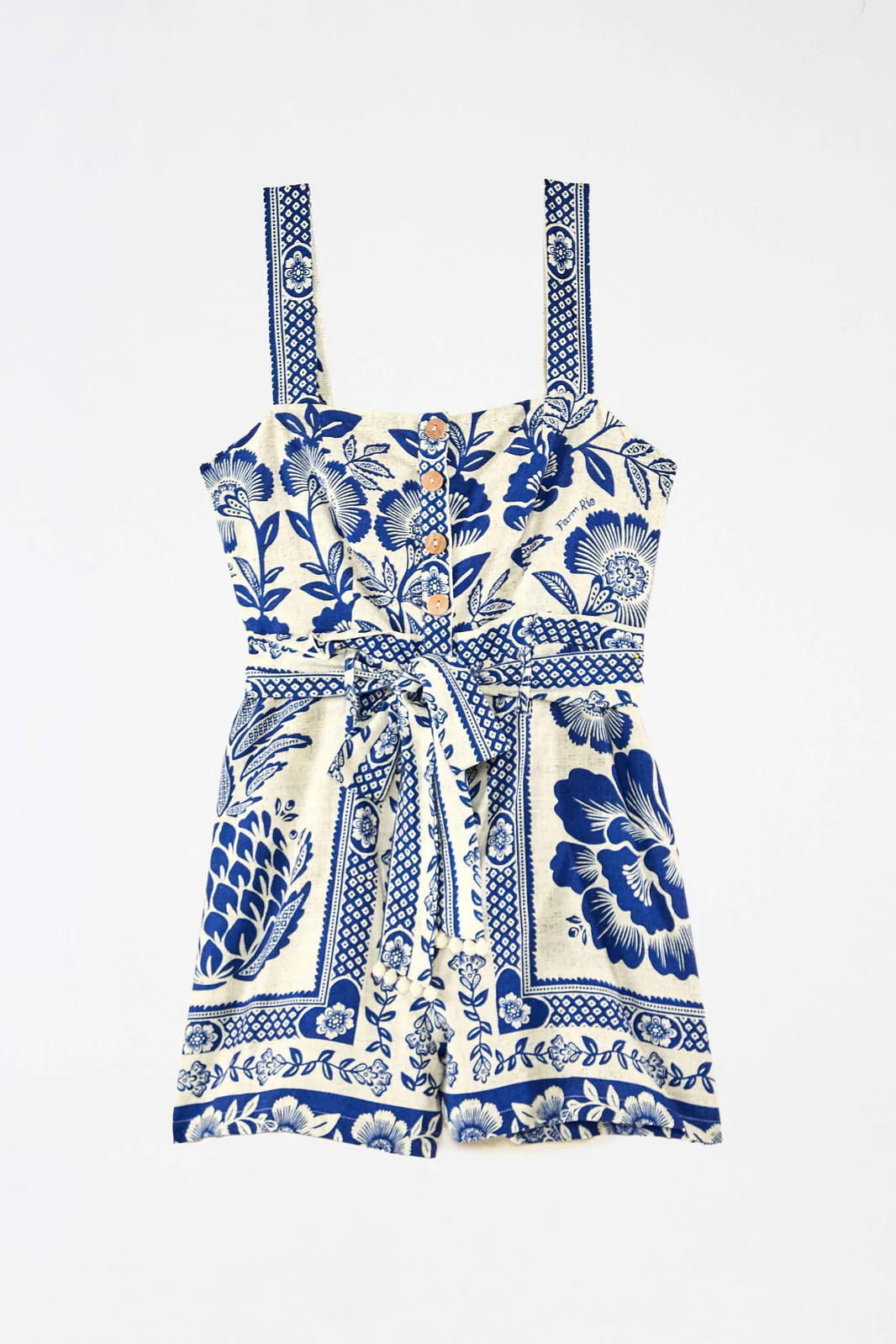 BLUE PINEAPPLE GARDEN SLEEVELESS ROMPER | FarmRio (US)