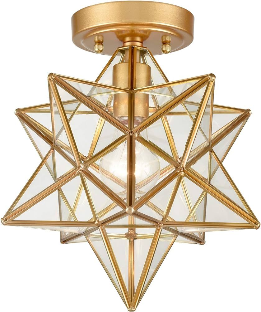 DANSEER Brass Moravian Star Light Flush Mount Ceiling Light with Clear Glass | Amazon (US)