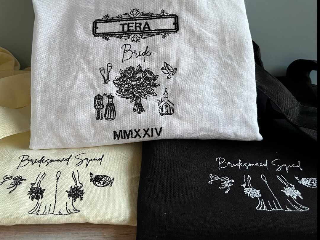 Bridesmaid Custom Embroidered Tote, Bridal Party Gifts - Etsy | Etsy (US)