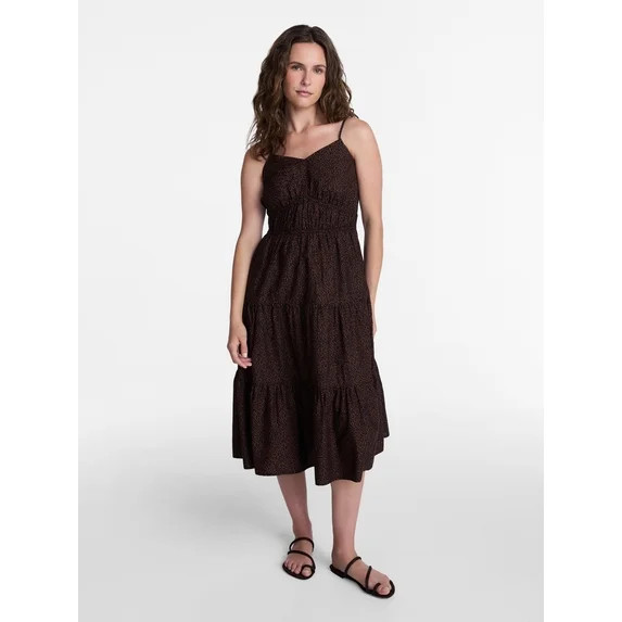 Time and Tru Women's Spaghetti Strap Midi Dress, Sizes XS-XXXL | Walmart (US)