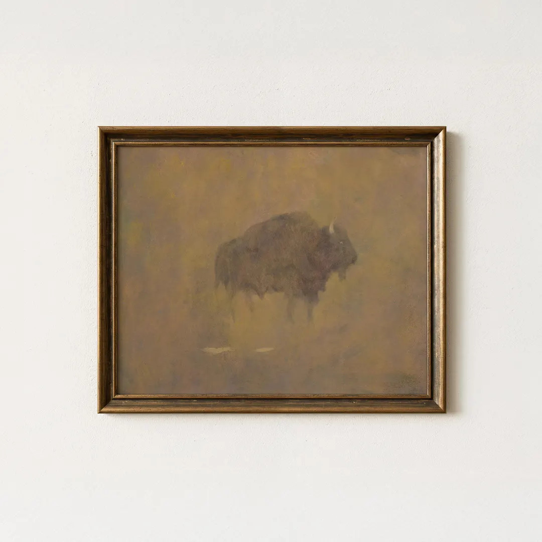 Vintage Buffalo Painting | Antique Bison Wall Art | Rustic Western Animal Decor | Mailed Print - ... | Etsy (US)