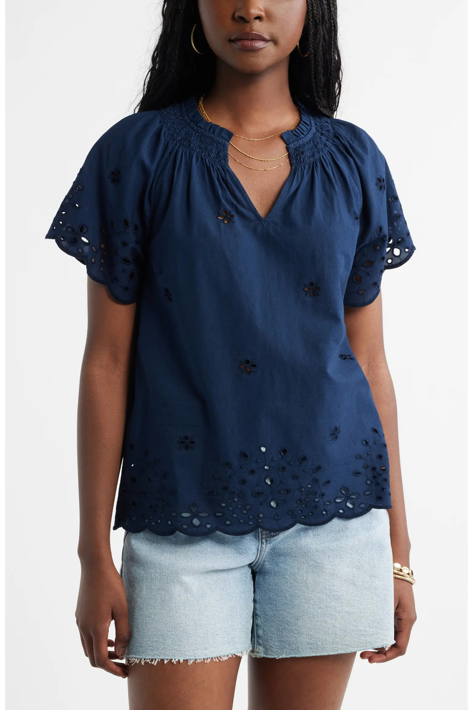 Eyelet Ruffle Trim Cotton Top (Women) | Nordstrom | Nordstrom
