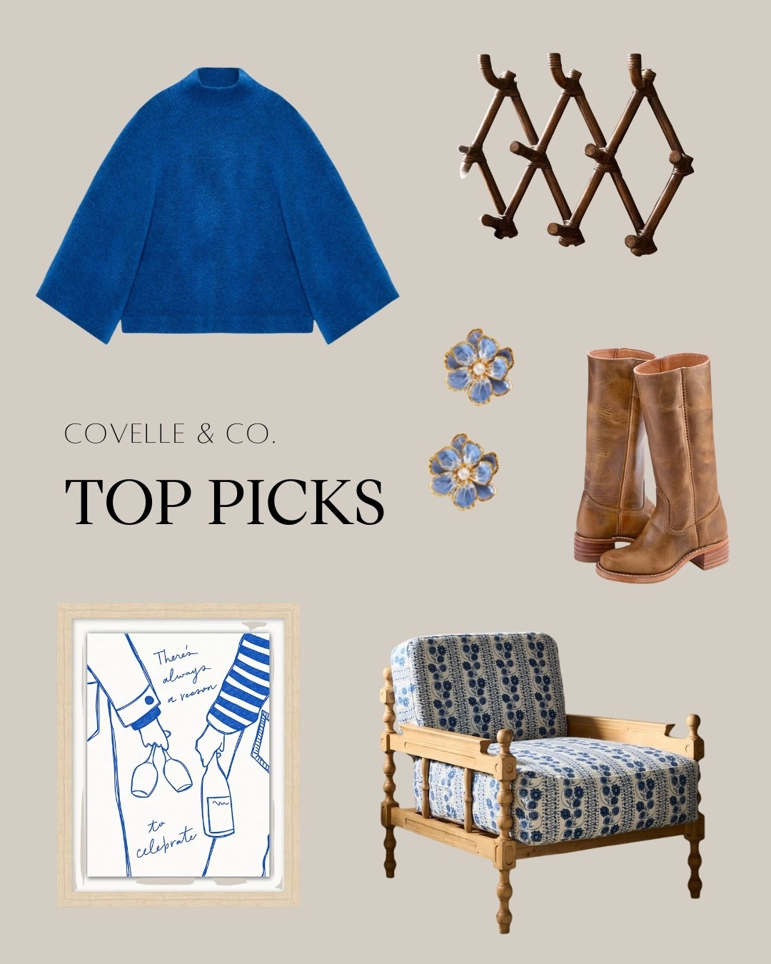 Snowed in… but make it Swiss Alps chic. ❄️✨

This week’s LTK edit is giving St. Moritz meets modern design — the kind of timeless, collected style that feels equal parts heritage, elegance, and chalet-core comfort.

Think:
🌸 Anthro floral earrings that whisper “effortlessly feminine”
🎀 Cheeky, continuous-line art with a blue ribbon flourish that says “always a reason to celebrate”
🪑 The 1970s-inspired Alpine chair from Green Row — pure vintage-chalet perfection
🧥 Accordion wall rack (because even your coats deserve a moment)
🥾 Frye boots built for decades of winter wanderings

It’s that warm, elevated, stylized winter aesthetic Covelle & Co. loves — design-forward, a little nostalgic, and endlessly re-creatable in your own home and wardrobe.

Save this for your winter mood board.
Share it with the friend who loves quiet luxury in the mountains.
And tap the links to shop the full edit on LTK. 🤍

#CovelleAndCoTopPicks #WinterStyleEdit #SwissAlpsAesthetic #DesignMeetsStyle #ChaletCore

#LTKGiftGuide #LTKHoliday #LTKdayinmylife