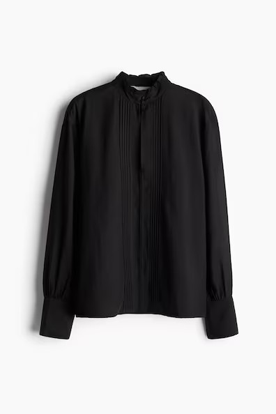 H & M - Sheer pintuck blouse - Black | H&M (UK, MY, IN, SG, PH, TW, HK)