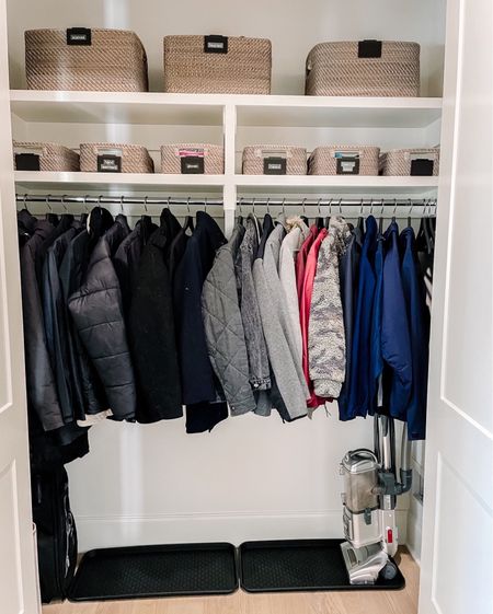 Keep warm and stay organized! Coat closets often become dumping grounds so we really try to focus the attention on what is actually supposed to be there - the coats and the things that go with the coats. And the occasional vacuum cleaner...