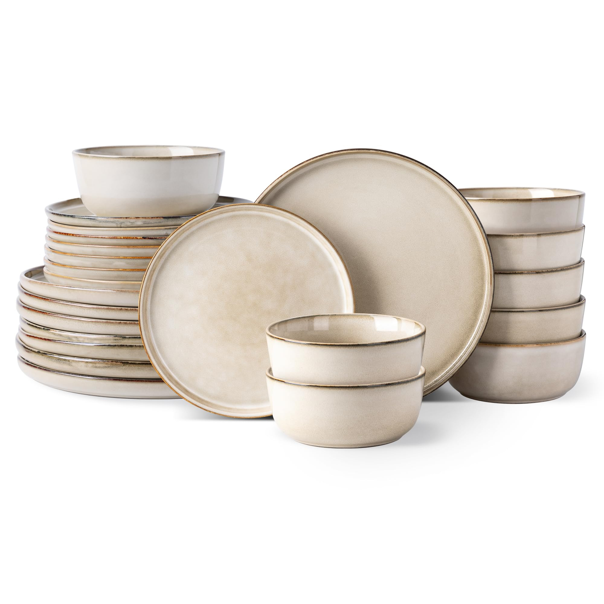 GBHOME Ceramic Dinnerware Sets for 8, 24 Pieces Stoneware Plates and Bowls Sets, Scratch Resistan... | Amazon (US)