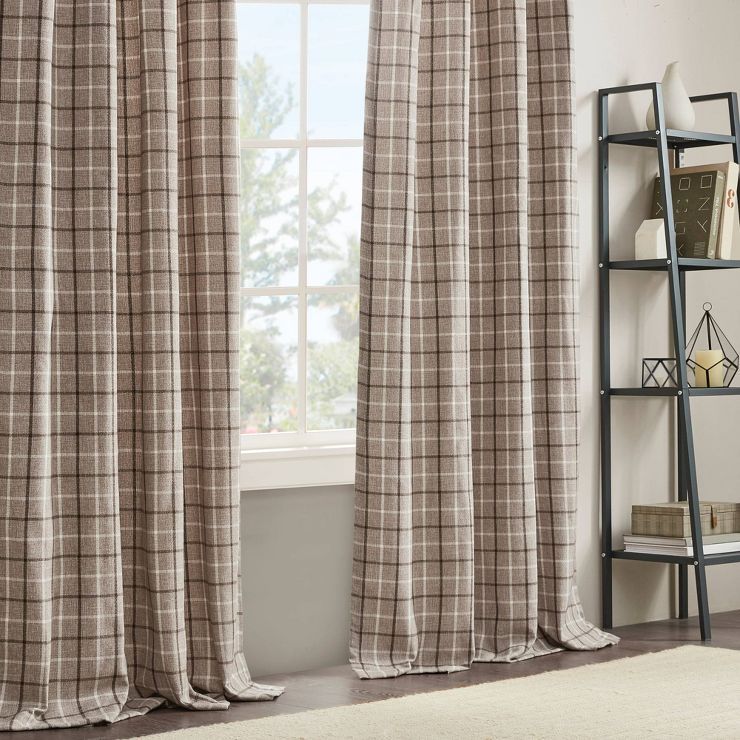 Preston Plaid Rod Pocket and Back Tab Room Darkening Curtain Panel with Fleece Lining | Target