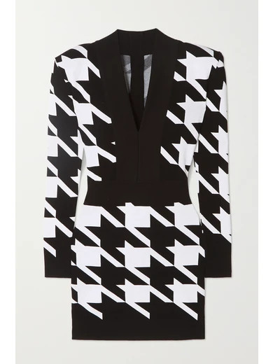 Houndstooth stretch-knit mini dress | NET-A-PORTER (UK & EU)