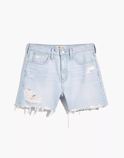 Relaxed Mid-Length Denim Shorts in Arnham Wash: Destructed Edition | Madewell