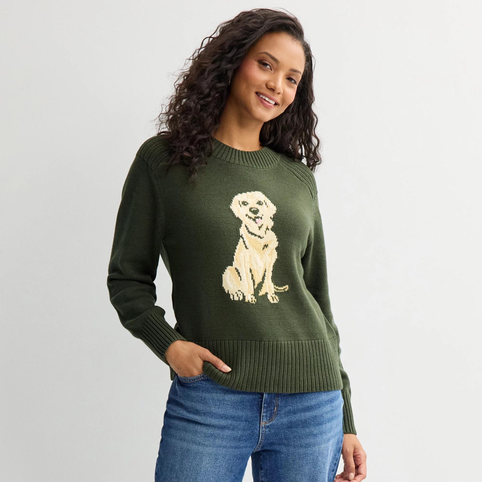 Women's Sonoma Goods For Life® Casual Crewneck Sweater with Dog Design | Kohl's