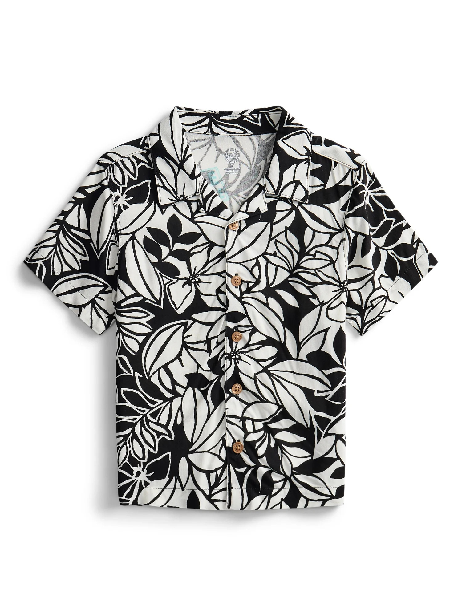 Wonder Nation Toddler Boys Camp Shirt with Short Sleeves, Sizes 12M-5T | Walmart (US)