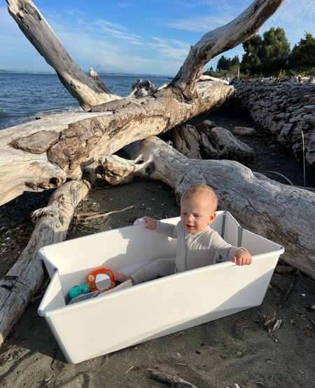 Beach day // brought this Stokke bath tub with us. Best decision ever. Made life so much easier and gave Teddy a place to hang out on the beach 👍🏼🌞 #stokke #babybath

#LTKkids #LTKfamily #LTKbaby