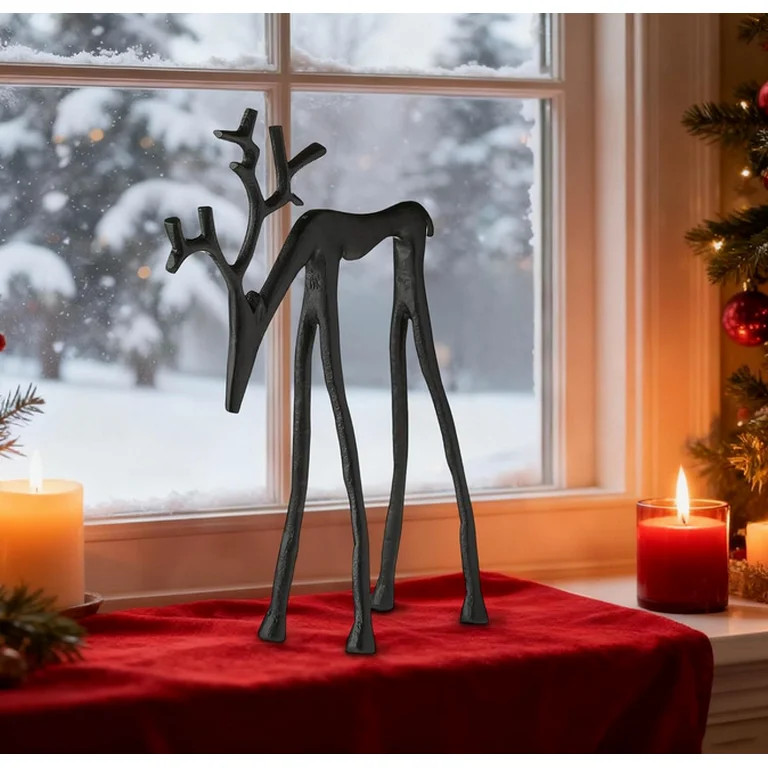Christmas Decorations - Set of 2 Black Reindeer Statues - Modern Xmas Figurines - Elegant Indoor ... | Walmart (US)