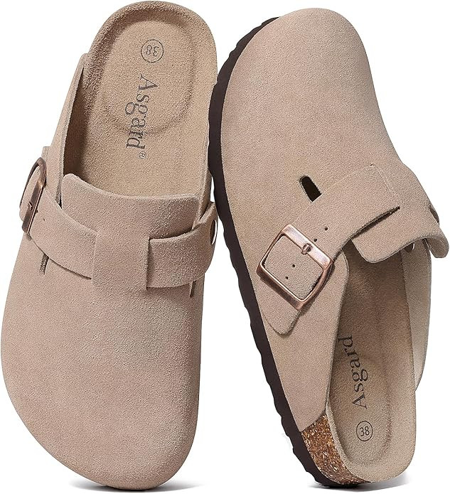 Asgard Women's Suede Clogs Leather Mules Arch Support Potato Shoes with Comfort Cork Footbed | Amazon (US)